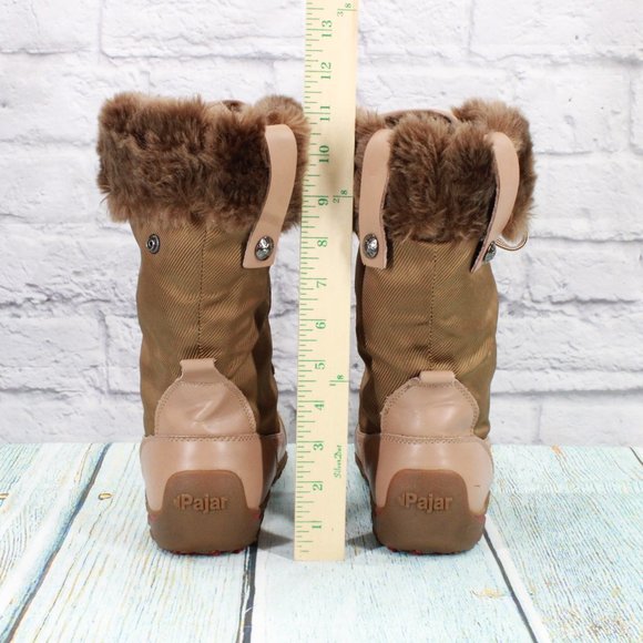 Pajar Brown Grip Faux Fur Leather Lace Up Mid Calf Winter Boots US 8-8.5 - Picture 8 of 9